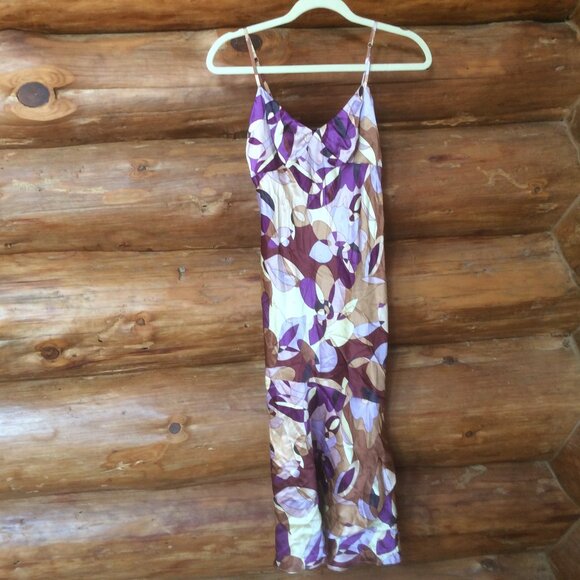 Express Dresses & Skirts - Express Vintage Liquid Silk Retro Shimmery Print Y2K Midi Slip Dress Size 1-2